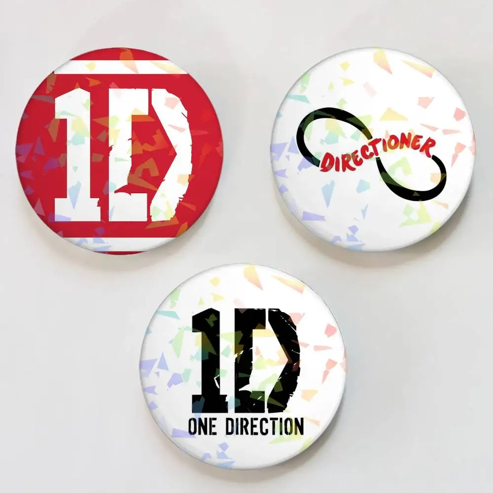 Band O-One D-DirectiOns-S Round Badge Lapel Pins for Backpacks Briefcase Laser Brooch Clothes Gifts