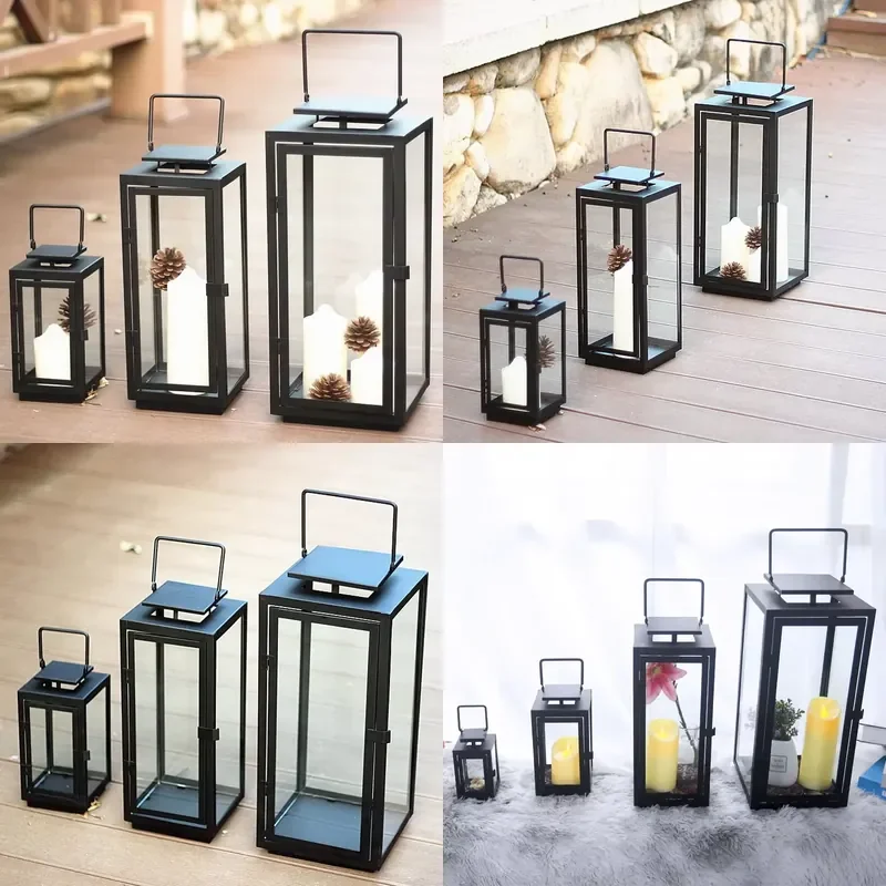 Black Metal Candle Holder European Home Decor Candle Lamp for Weddings Christmas Hotels Garden Decoration