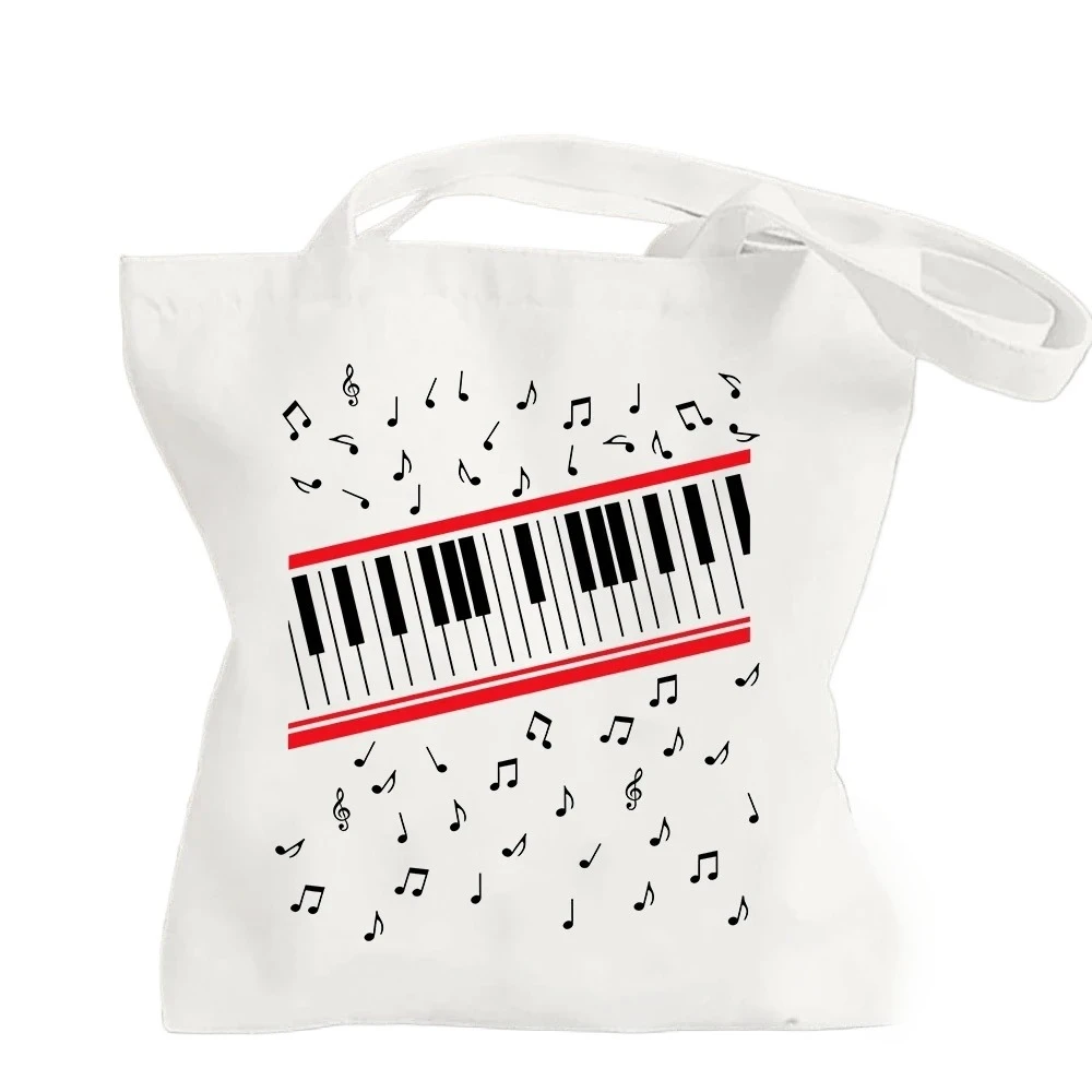 

Unisex Casual Reusable Shopping Bag Michael J Beat It Piano Keys Canvas Tote Bag Streetwear King of Pop Music Shoulder Handbag