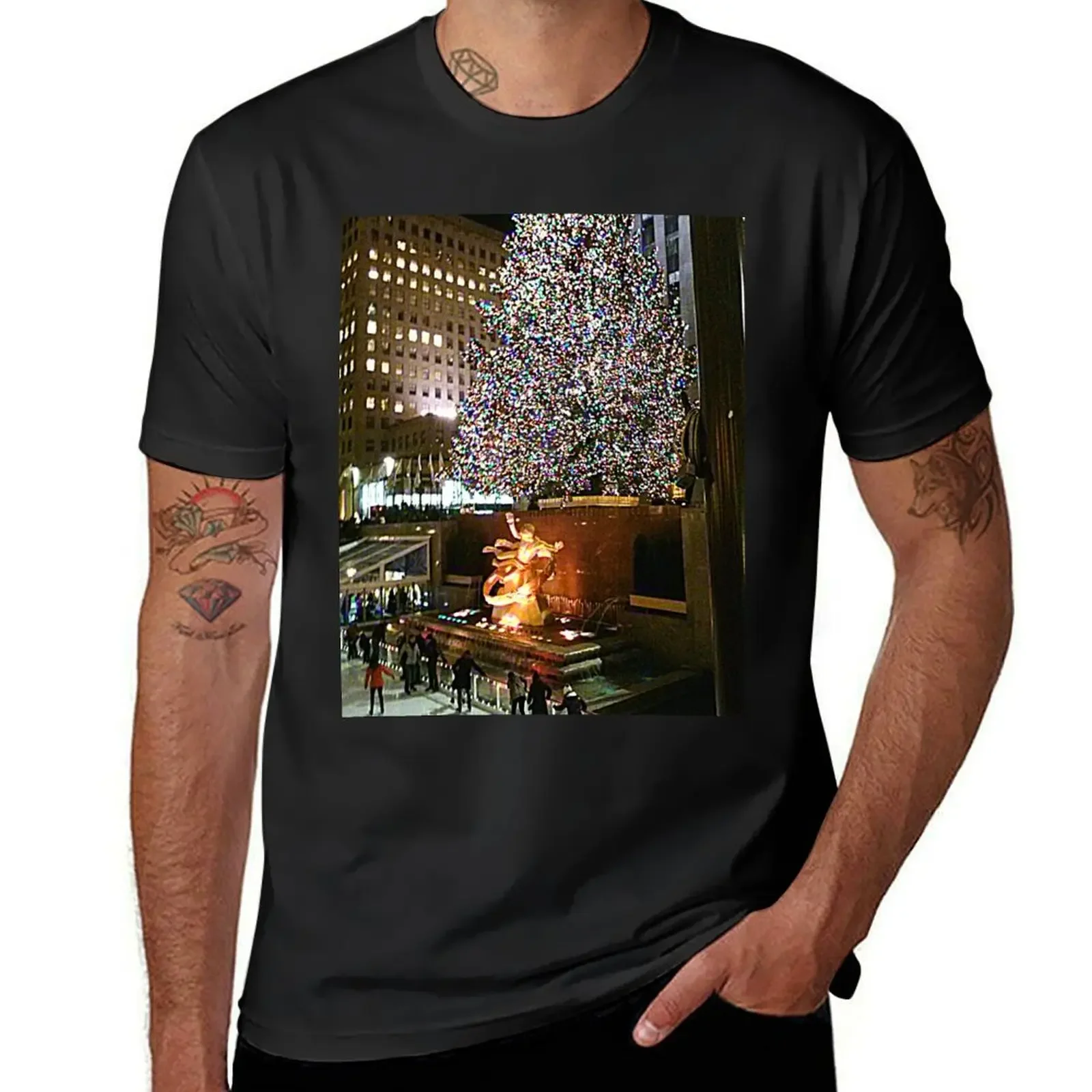 Ice Skating at Rockefeller Center, NYC, NY T-Shirt blacks quick-drying summer top korean fashion men workout shirt