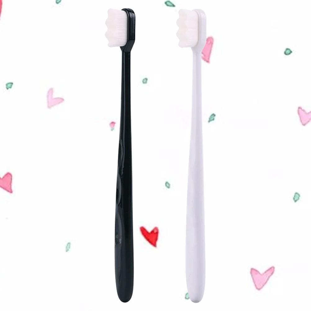 

2pcs Wave Toothbrush Portable Reusable Plastic Handle For Travel Camping Home Oral Care Bristles Soft Gum Protection