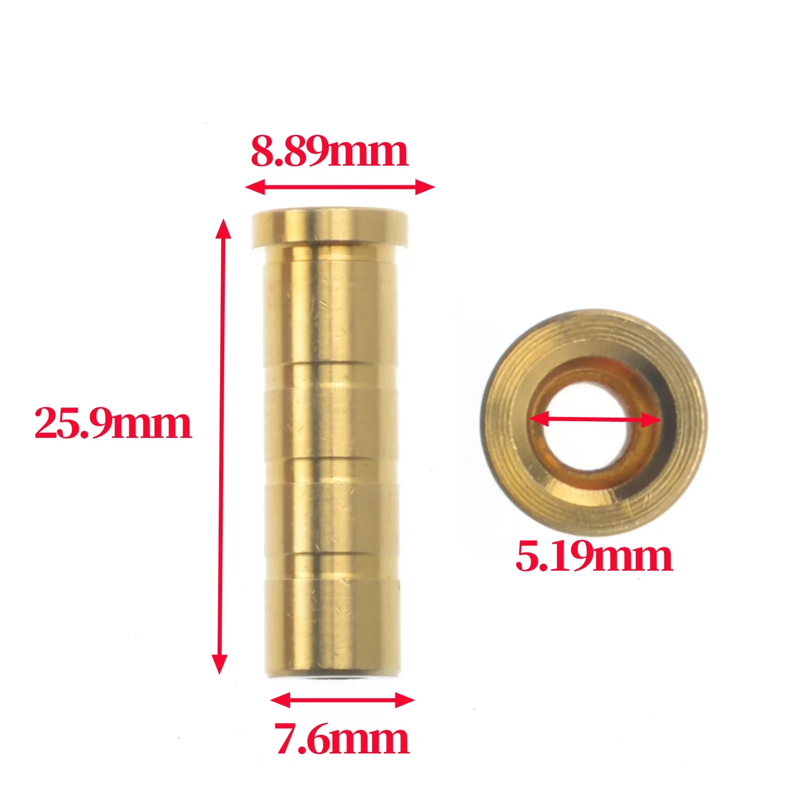 24 Stück Bogenschieß-Pfeileinsätze aus Kupfer, 100 Grain, gewichtetes Gegengewicht für I.D. 7,6 mm Carbon-Pfeilschaft, Schießzubehör – Detail 1