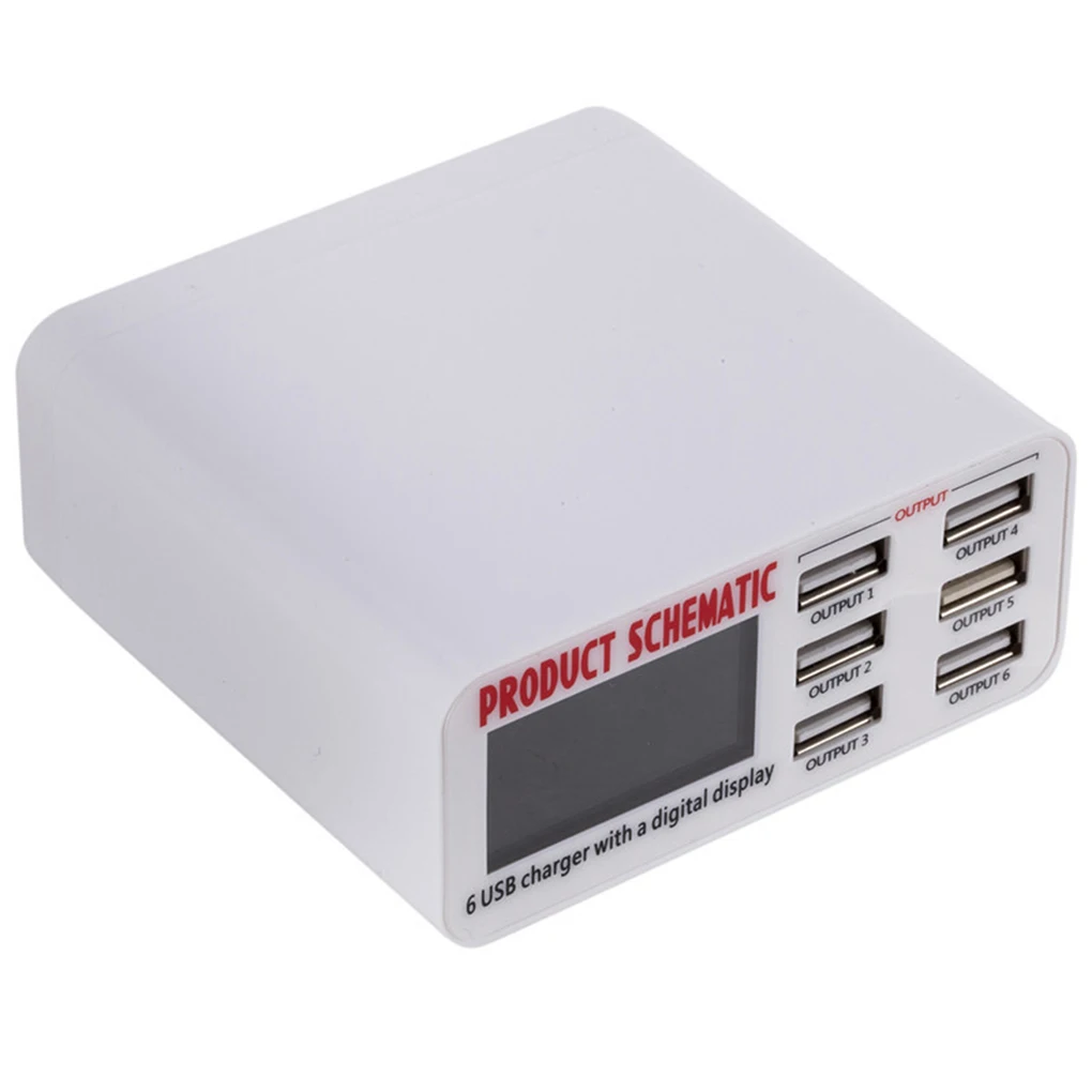 6 Ports Phone Charger Portable 6A Cellphone Charging Station Accessories