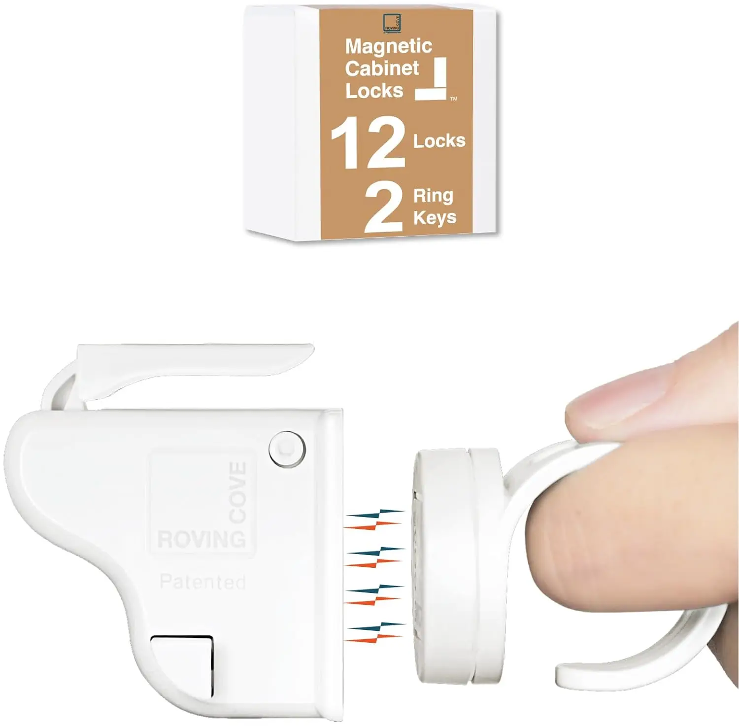 

Ergonomic Magnetic Cabinet Locks 12-Pack, Child Proof Drawer Latches, 3M Adhesive, Easy Install