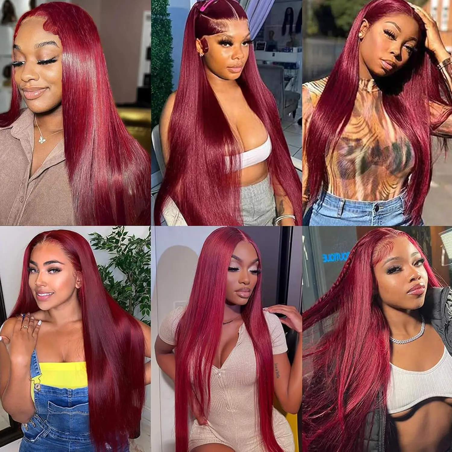 99J Burgundy 13x4 13x6 HD Invisible Lace Front Wig Straight Human Hair Pre Plucked 30 36 Inches 250% Red Wine Lace Frontal Wigs image 6