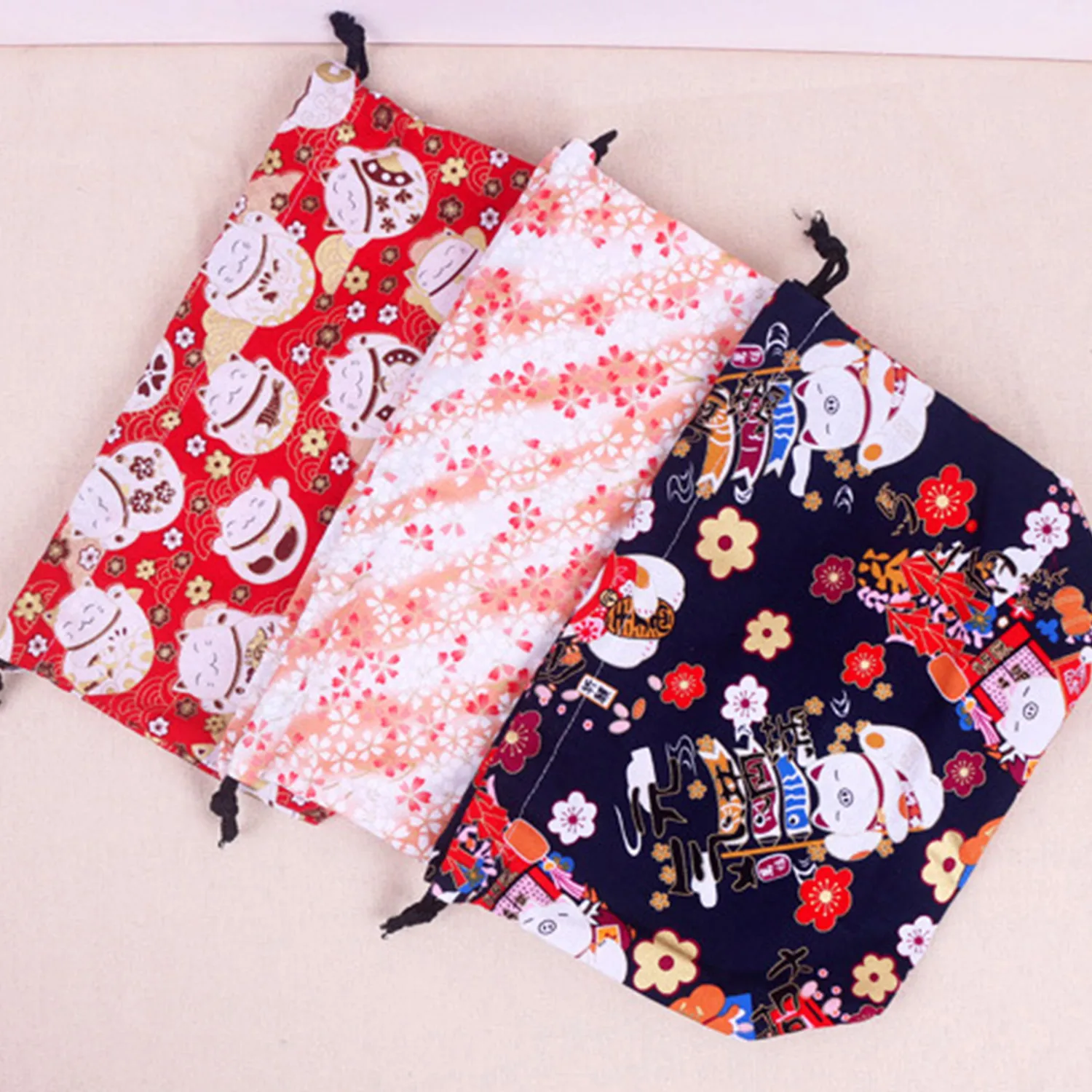 1Pc Japanese Style Drawstring Lunch Box Storage Bag For Travel Picnic Portable Easy Wash Bento Lunch Box Tote Pouch