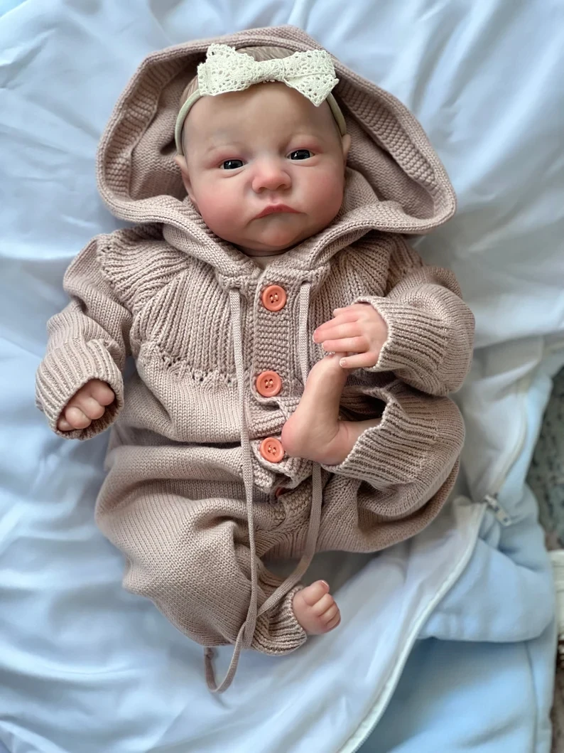 

19inch Already Painted Finished Reborn Baby Doll Levi Awake Newborn Baby Size 3D Skin Visible Veins Collectible Art Doll