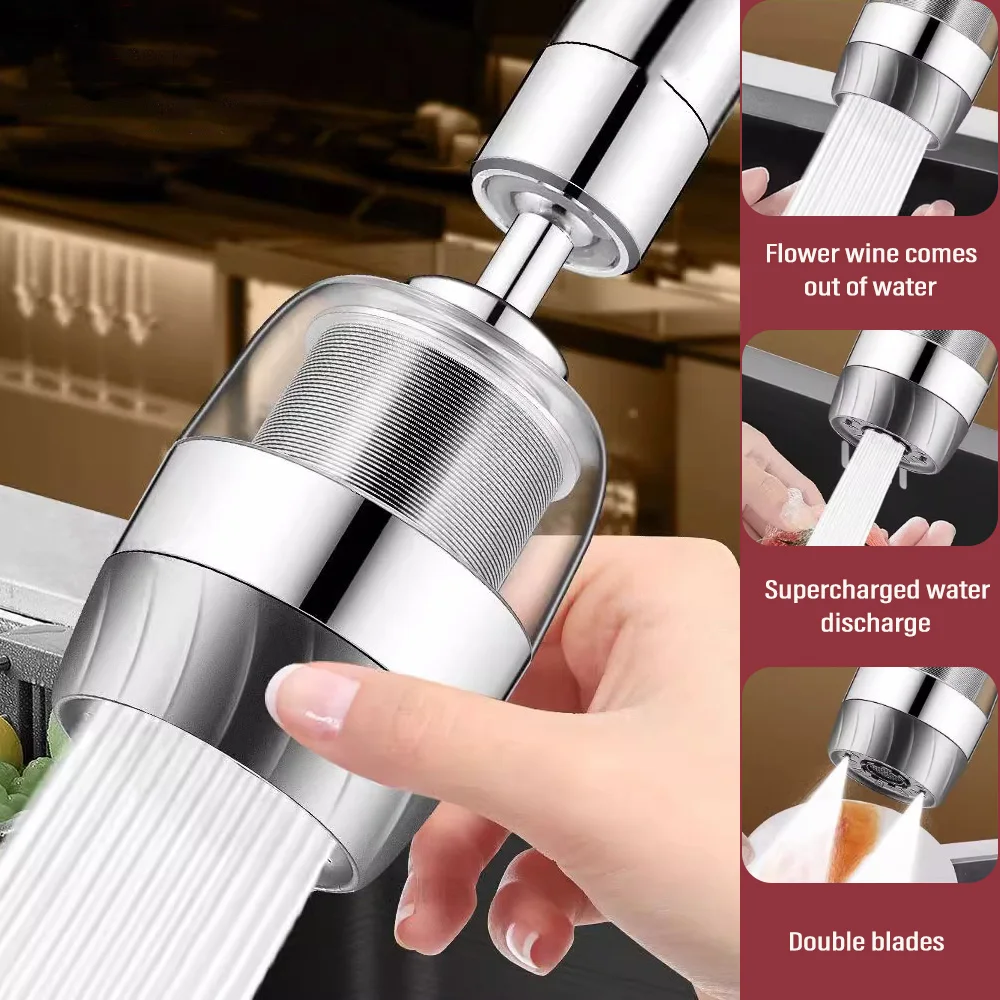 

Universal 360° Rotate Kitchen Faucet Extender Filtrated Water Quality Faucet Anti-Splash Kitchen Washbasin Bubbler Nozzle