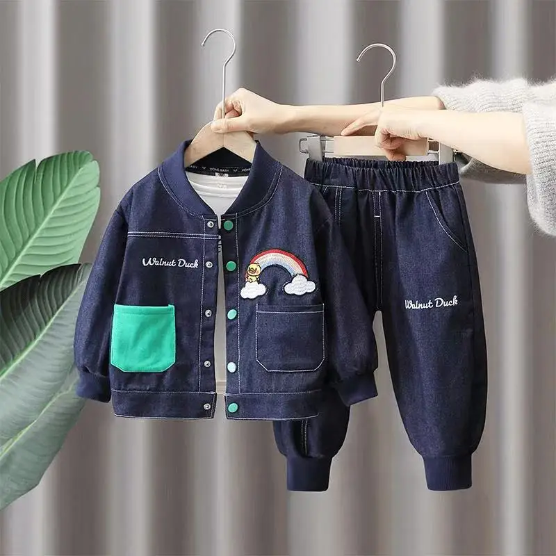 

Little Yellow Duck Children's Clothing Boys' Spring and Autumn Cowboy Set 2025 New Handsome Two Piece Set for Children Trendy