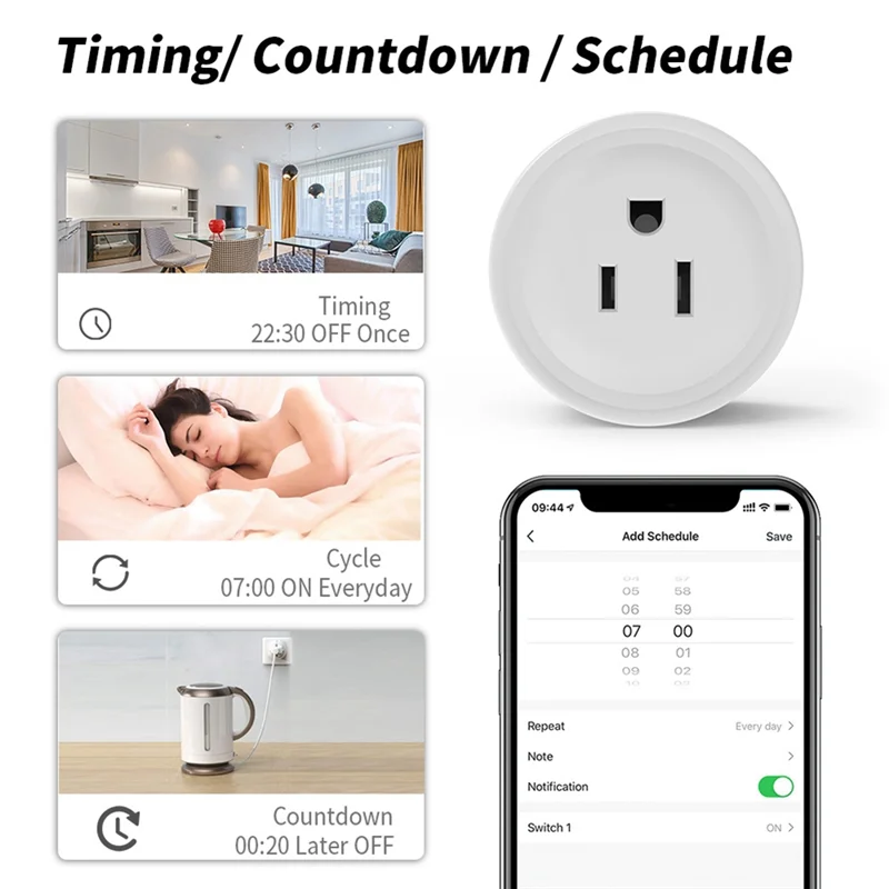 -AT52 Zigbee Control de voz inteligente 16A con monitoreo de energía y función de sincronización para Alexa Google US Plug