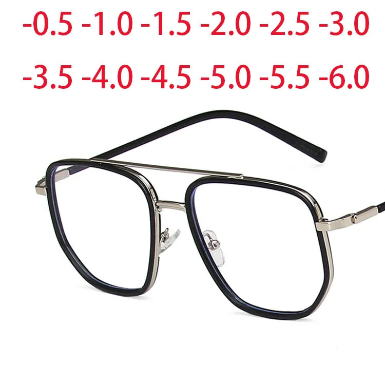 

New Irregular Frame for Prescription Glasses Double Bridge Clear Eyeglasses Short Sight Eyewear 0 -0.5 -1 -1.25 -1.5 -2.0 To -6