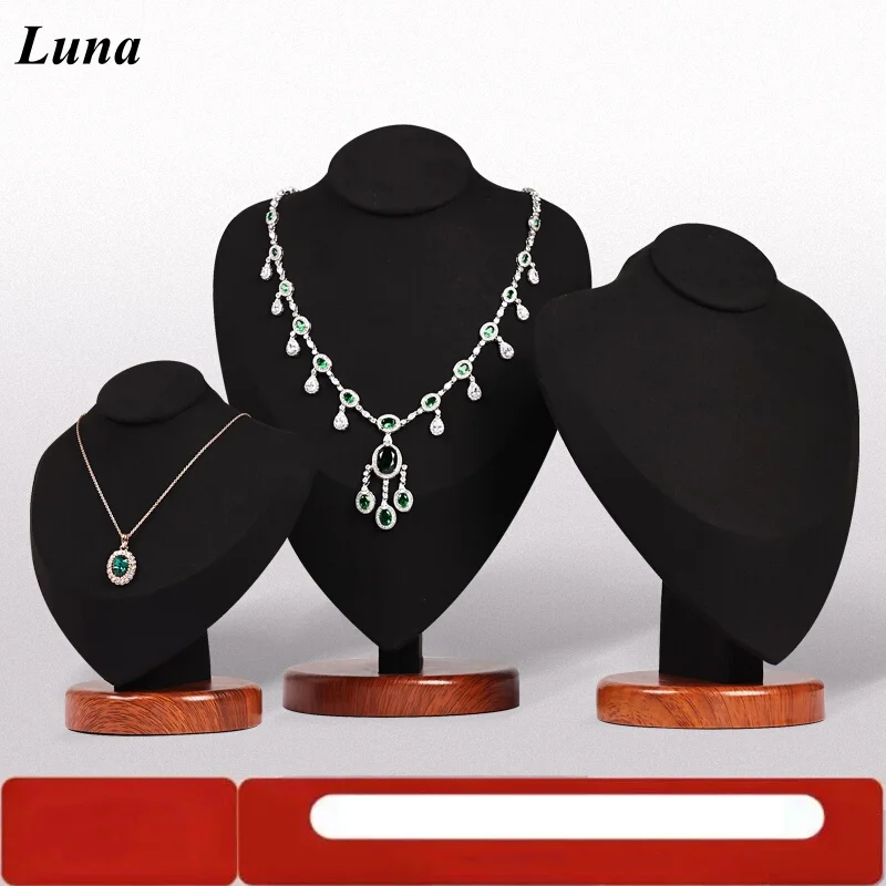 

Premium Microfiber Necklace Display Stand - Black Mannequin Neck Bust, Shop-Specific Jewelry Holder for Retail Store Display