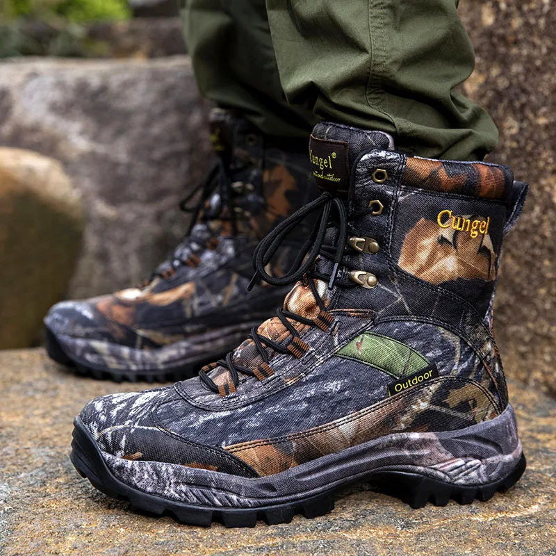 High-Tops Boots Popular Antisplash Anti Slip Hunting Mountaineering Men\'s Shoes Outdoor Trekking Training Bionic Sneakers