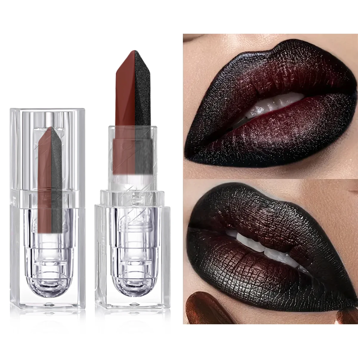 Rossetto morbido opaco bicolore 2 in 1 Lucidalabbra opaco liscio Colore brillante Cosmetici da donna sexy a lunga durata