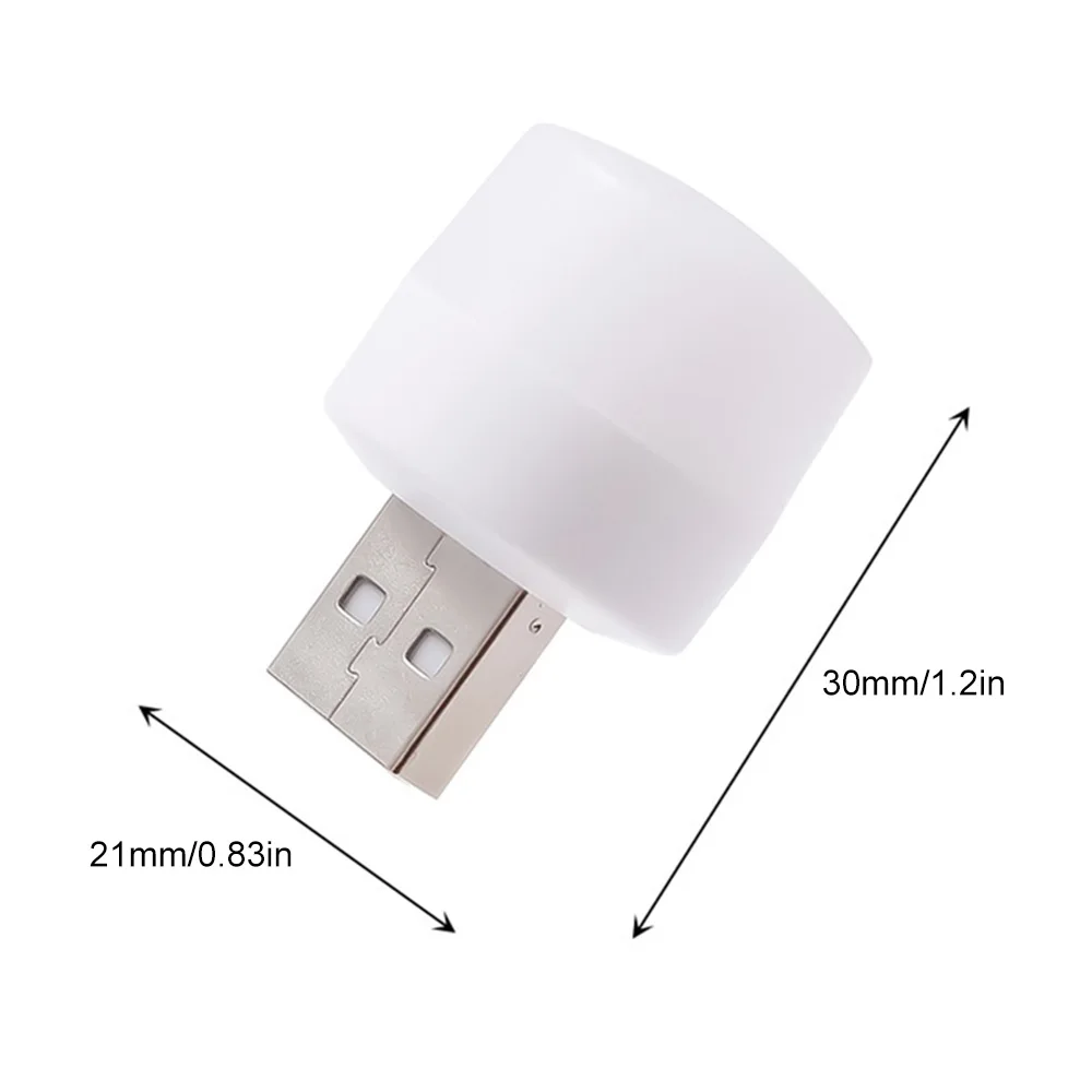 Colokan USB lampu malam bulat kecil, lampu baca Mini LED bohlam pelindung mata samping tempat tidur