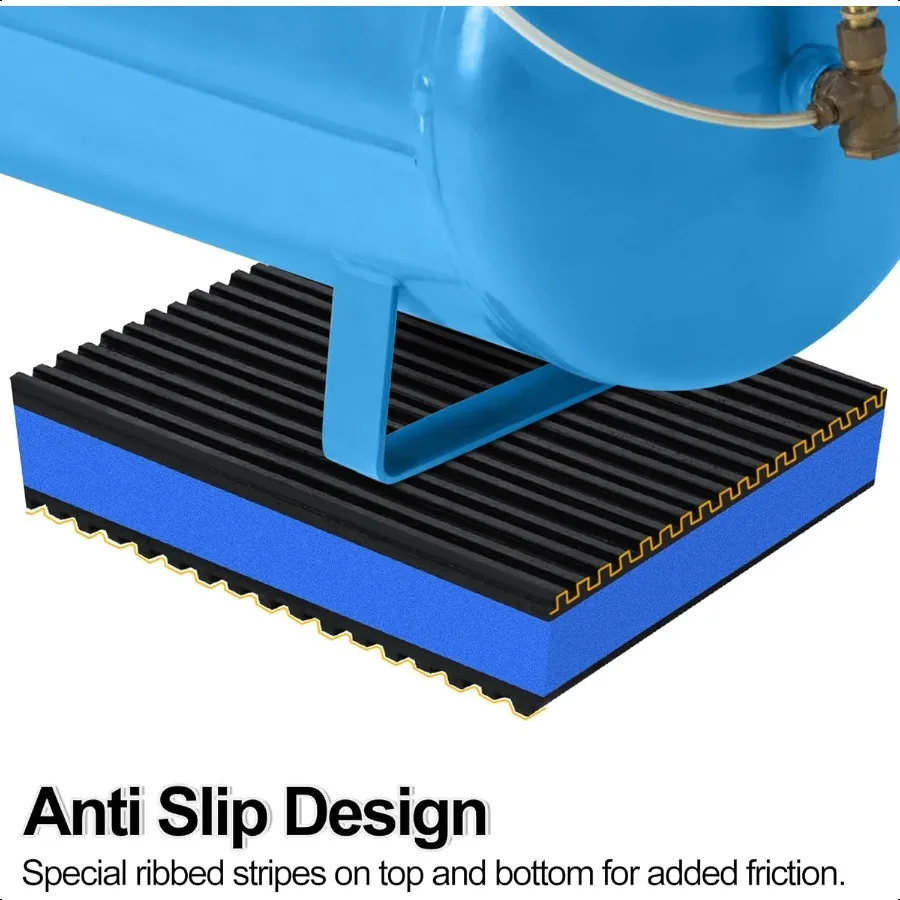 16 Pack Anti Vibration Pads 4" X 4" X 7 8" Sound Isolation Ribbed Rubber Mats with EVA Center Heavy Duty Vibration Isolation Pa