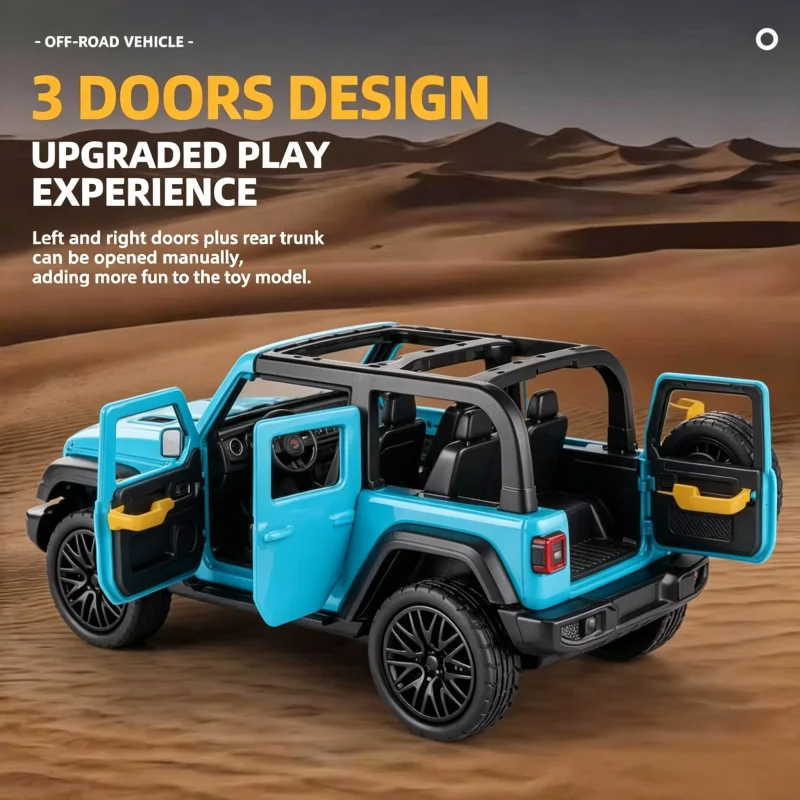 1/43 Off-Road Convertible, Die-Cast Metal, Three Doors Openable, Boy Toy, Pocket Toy
