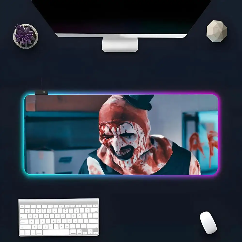 Horror Movie T-Terrifier-es MINISO Mousepad RGB Glow Personality Picture Custom PC Table Mat Carpet Mat Game Player Dedicated LE