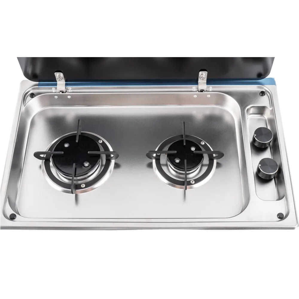 

High Quality Stainless Steel Gas Stove with 2 Burners with Cover for RV Travel Trailer Camper Boat Motorhomes Caravans