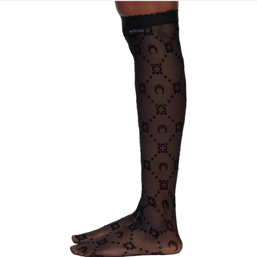 Women Black Moon Velvet See Through Stockings Long Tube Casual Summer New Korean Fashion Versatile