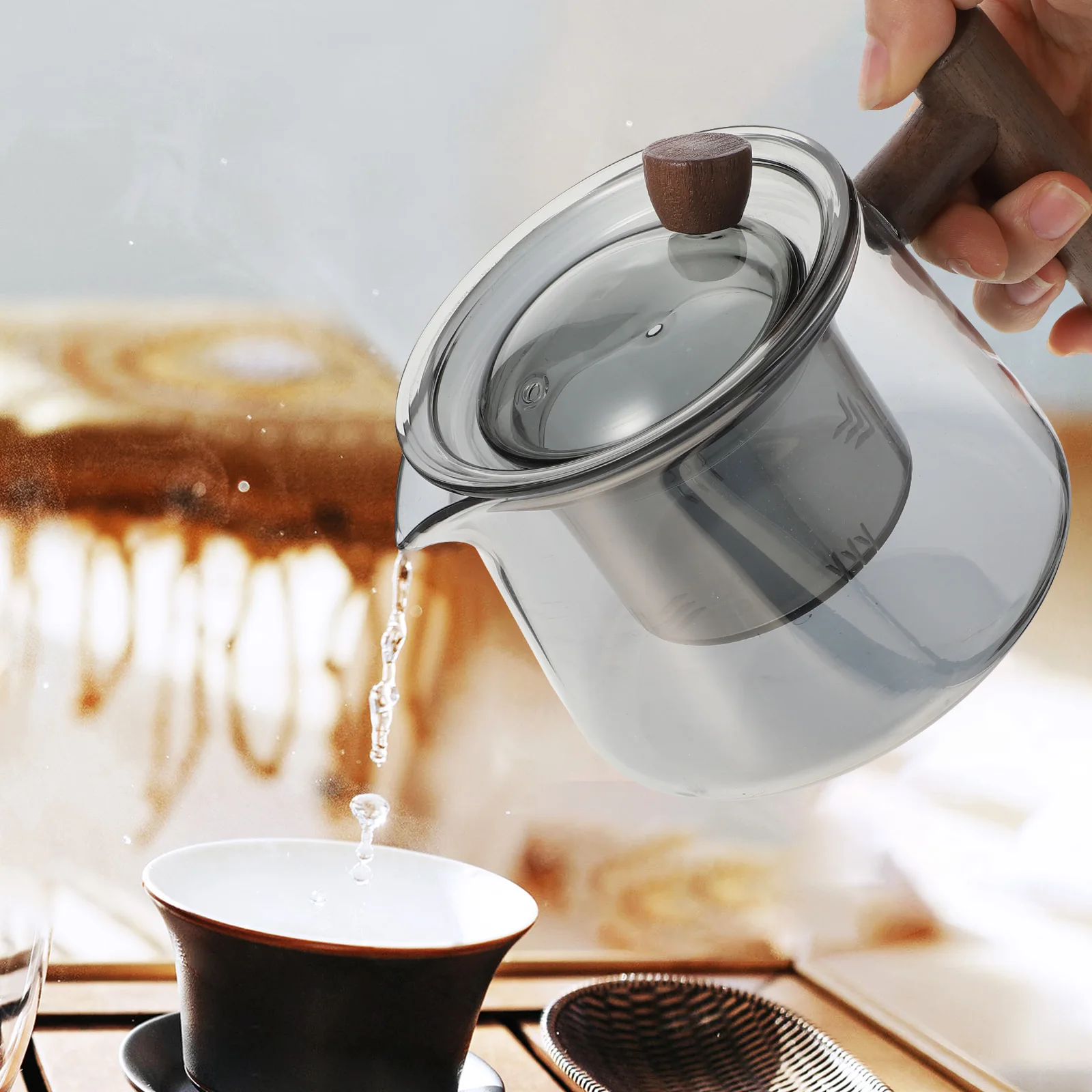 

500Ml Glass Teapot Transparent Design for Loose Leaf Flowering Tea Easy to Clean Small Teapot for Home Office Use Kung Fu Tea