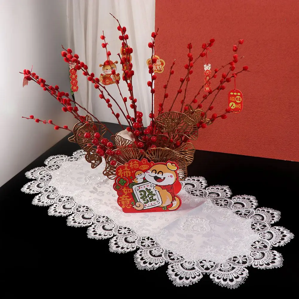 Flower Embroidery Oval Lace Tablecloth Vintage Oil Proof Europe Dining Tablecloth Washable Exquisite Coffee Table Placemat Home