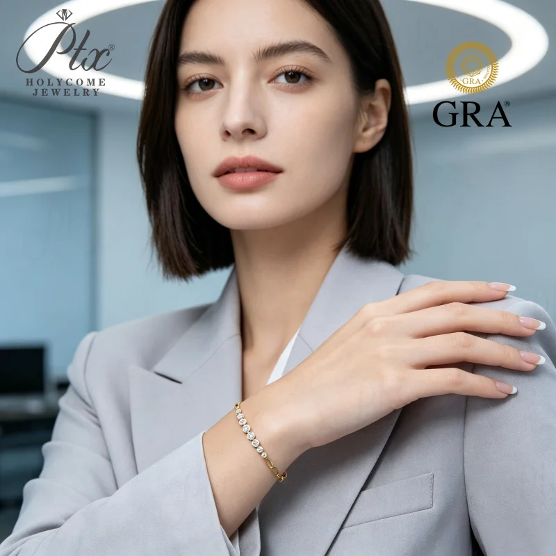 Moissanite Bracelet 3/2.5/2mm D Color VVS1 GRA Certified 925 Sterling Silver Factory Direct Non-fading Fine Jewelry for Ladies