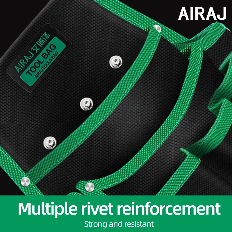 AIRAJ 10Inch Electrician Tool Waist Pack Multi-Pocket Large Capacity Waterproof Wear-Resistant Oxford Cloth Hardware Tool Bag