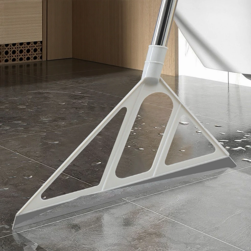 Escobilla de Silicona Mágica para Pisos con Mango Largo y Cabezal Triangular Multiusos para Limpiar Ducha, Baño, Ventanas, Alfombras y Pelo de Mascotas