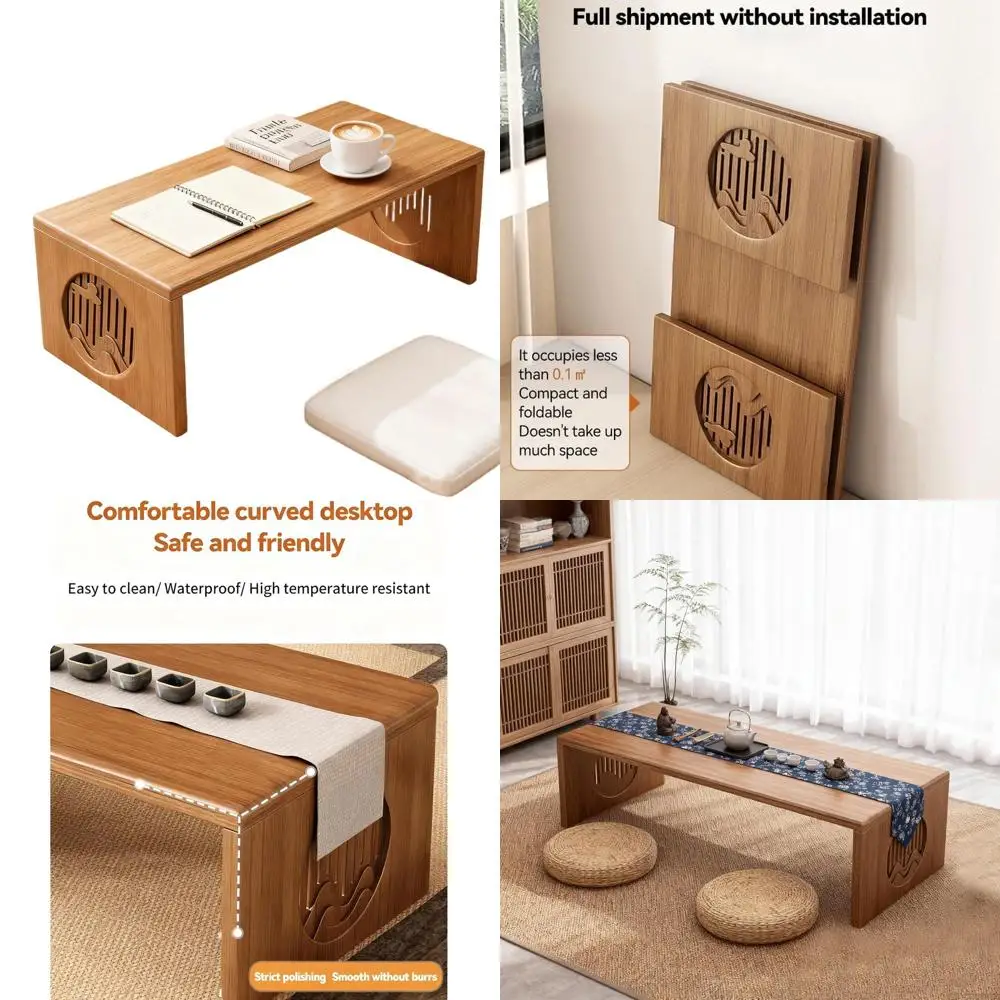 

Компактный складной напольный журнальный столик в японском стиле, 39,4 для гостиной, медитации и чайных церемоний