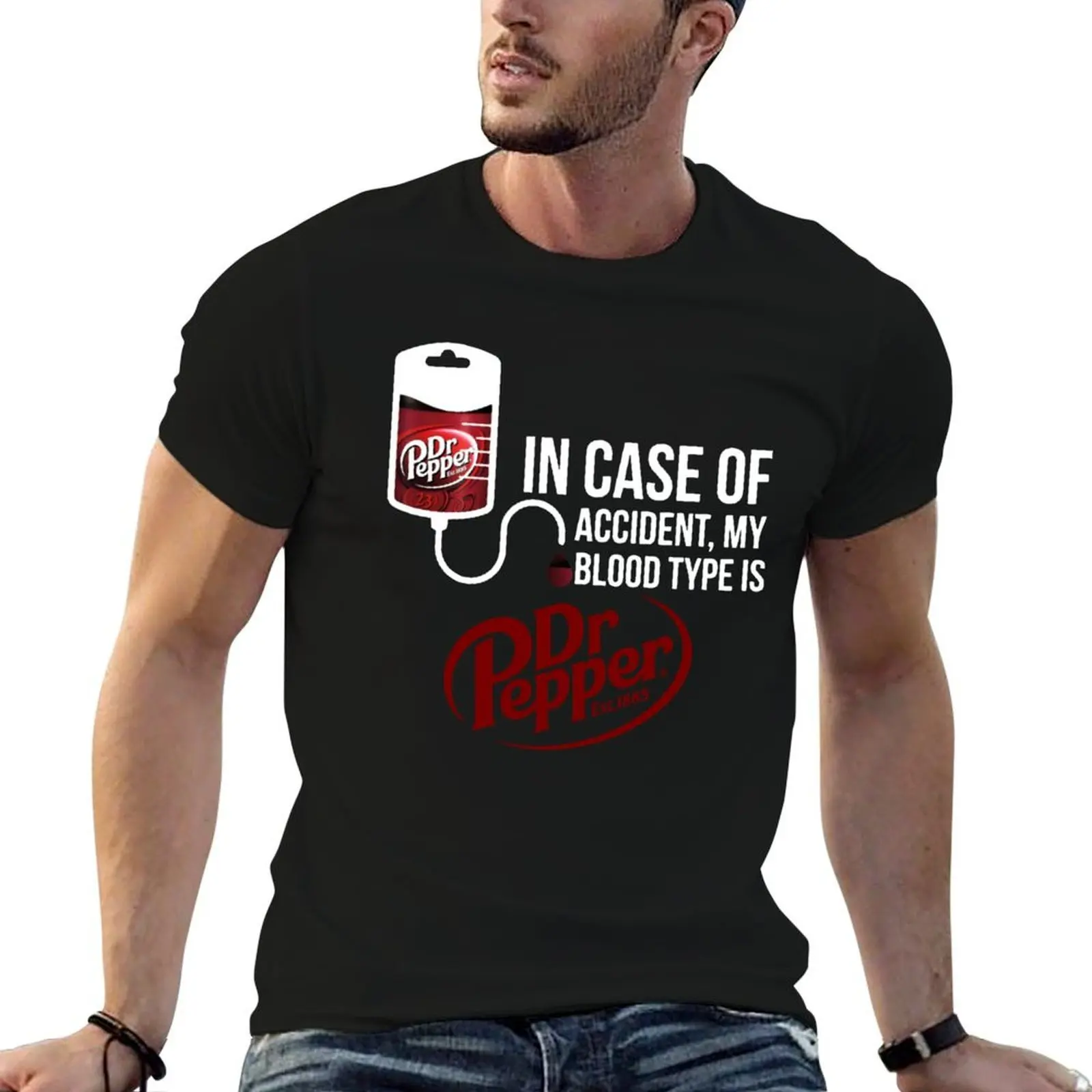 in Case of Accident My Blood Type is DR.Pepper T-Shirt anime figures Personalized t-shirt men tshirt