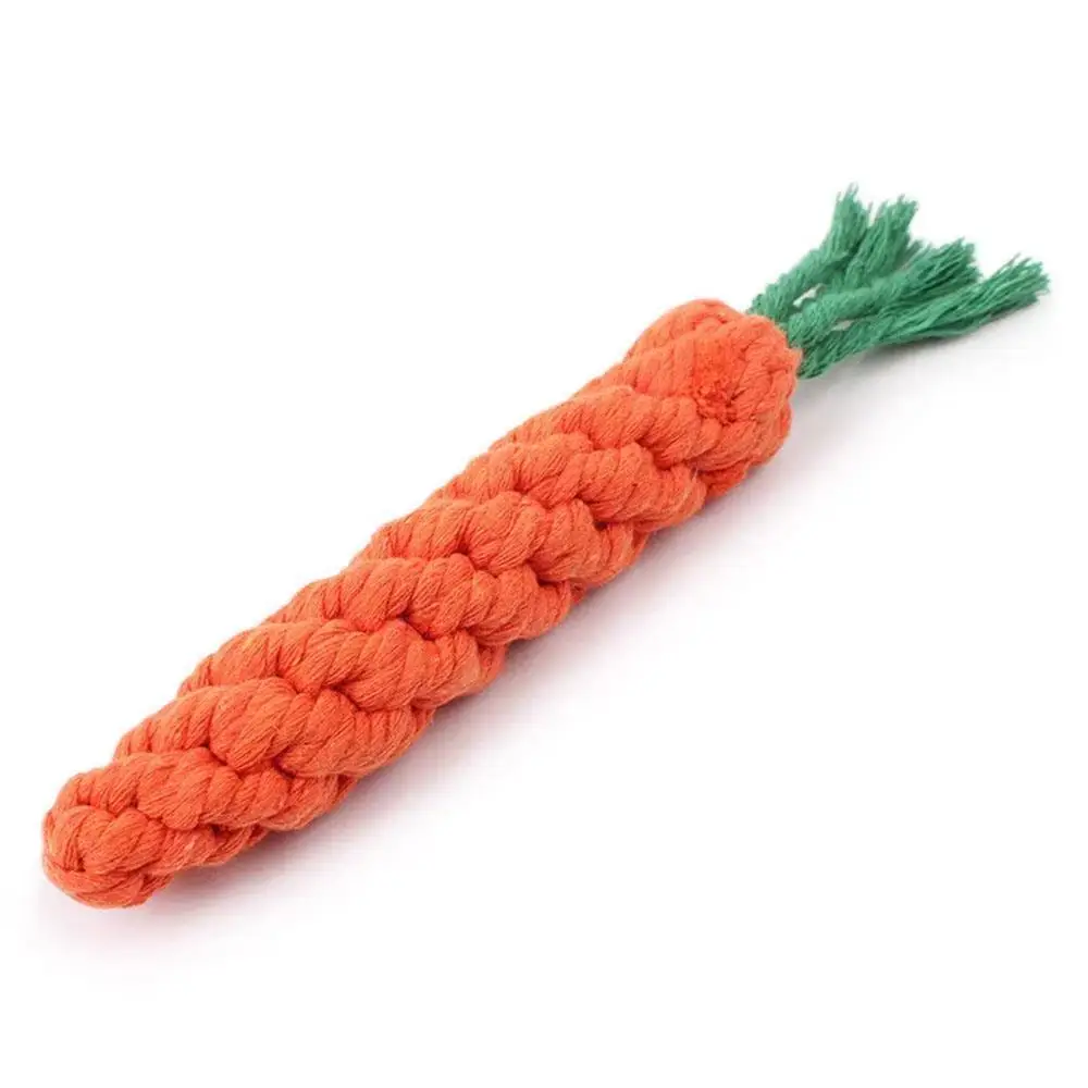 Dog Toy Carrot Knot Rope Ball Dog Chew Toys Pet Dog Braided Carrot Cotton Rope Puppy Cleaning Teeth Chew Toy Carrot Shape DIY