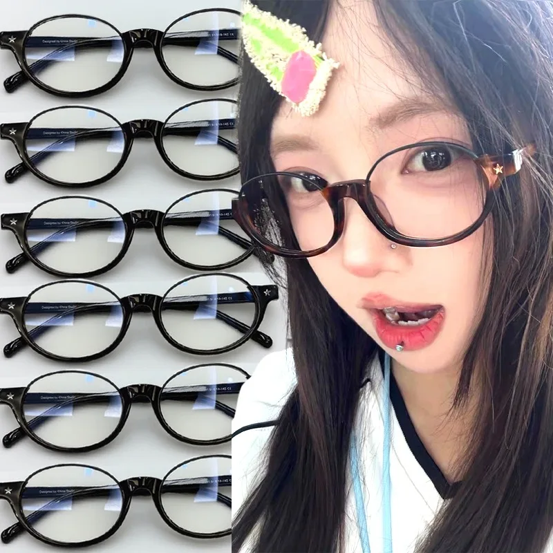 

Очки Spicy Girl с леопардовым принтом для женщин и мужчин, полурамка в стиле ретро, овальная оправа, оптические очки, модные звезды, британский стиль, очки Ins