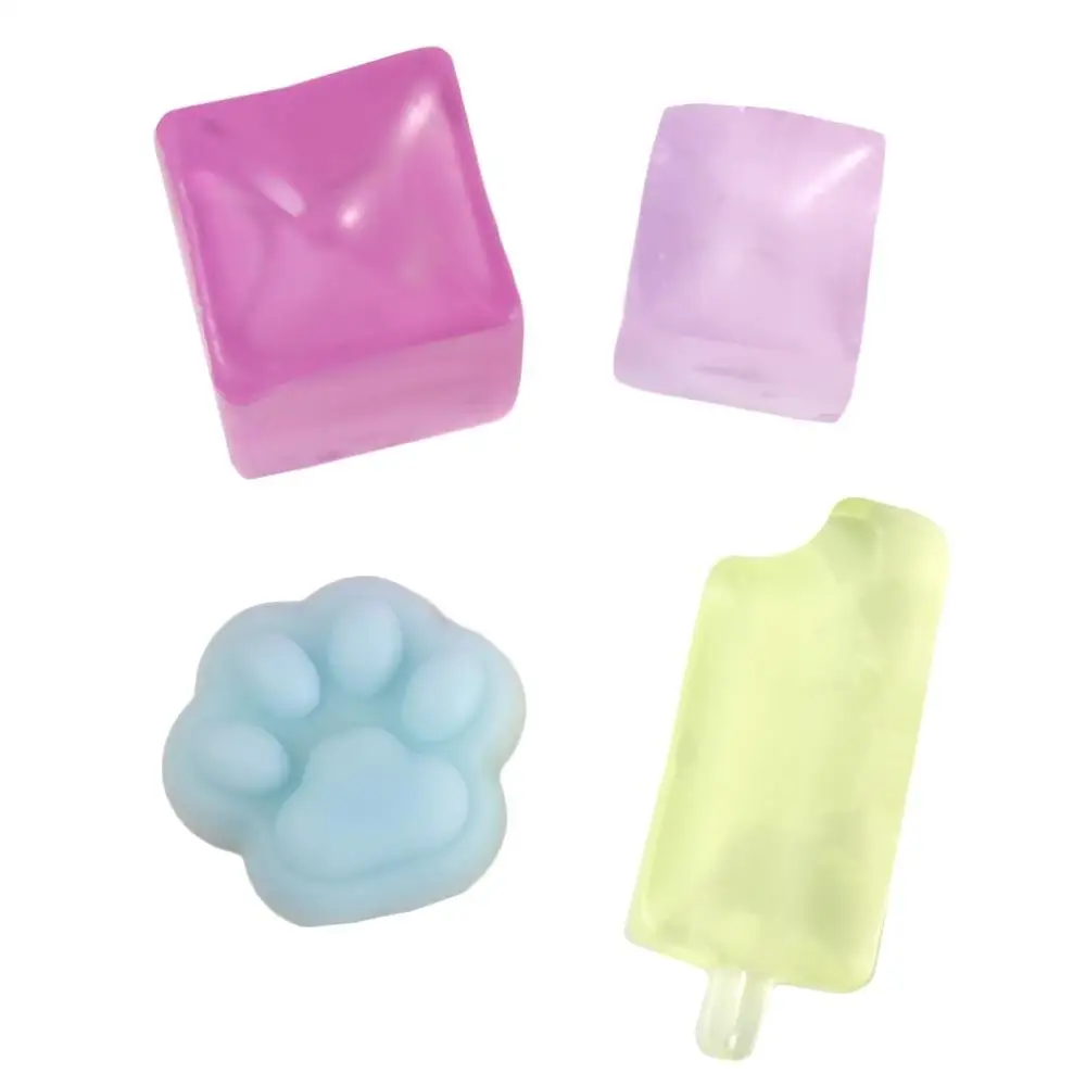 Cubo di ghiaccio ghiacciolo Palline di cubetti di ghiaccio Giocattolo Zampa di gatto Mini cubo Giocattoli di rilascio Morbido cartone animato Blocco di ghiaccio Giocattolo da spremere Regali per bambini