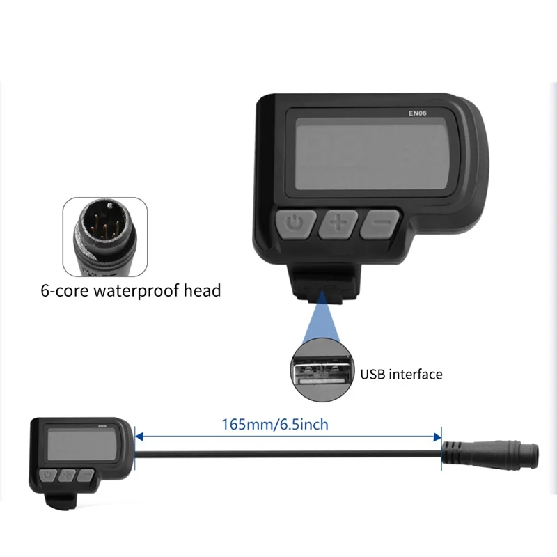 SYDS EN06 LCD دراجة عرض متر Speedmeter مع موصل الضوء 6Pin سلك مقاوم للماء 24 فولت 36 فولت 48 فولت لوحة عرض الدراجة الكهربائية