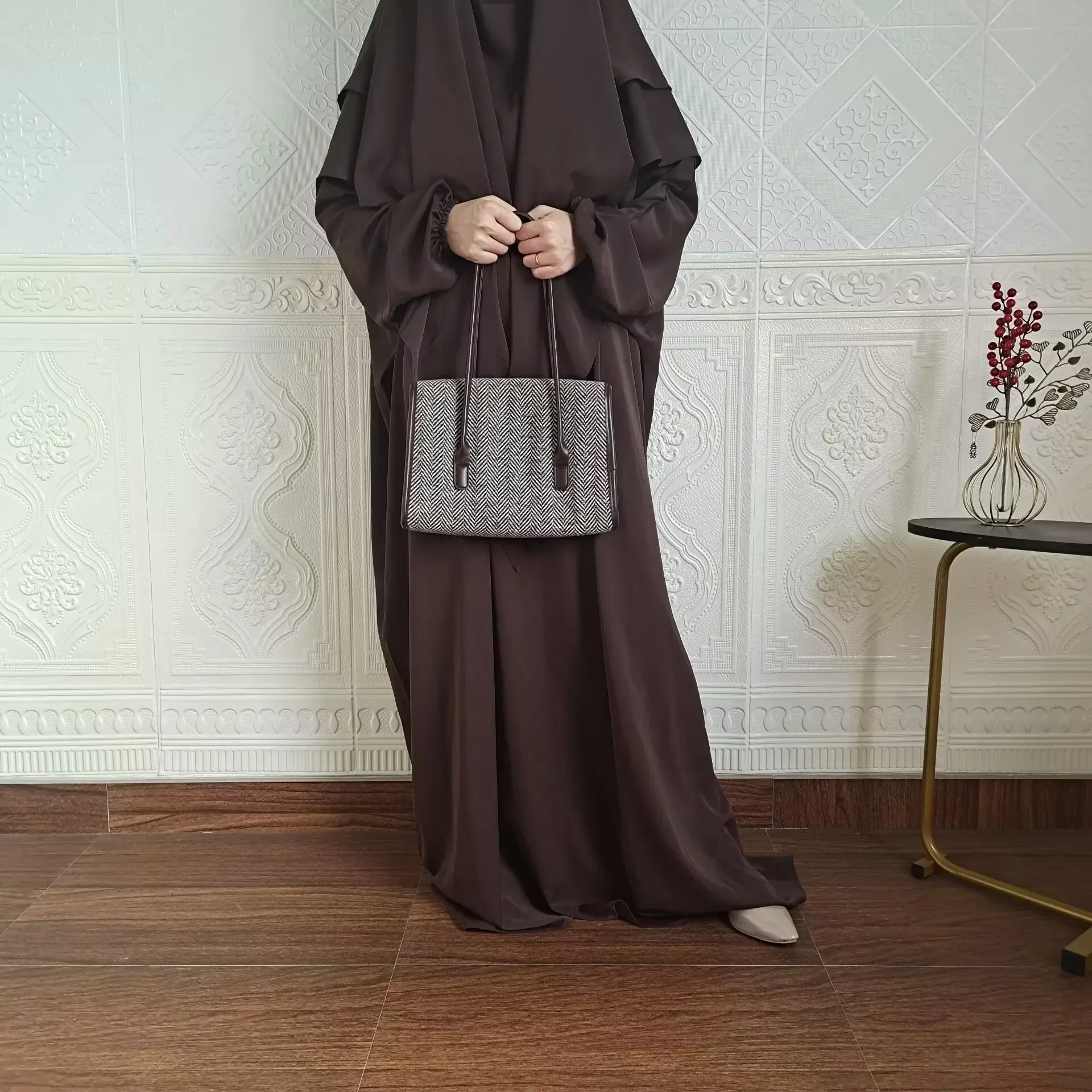 Abaya and Khimar Set Jilbab 2 Piece Ramadan Long Hijab Dress Muslim Prayer Clothes Jilbabs for Women Turkey Islamic Dubai Outfit