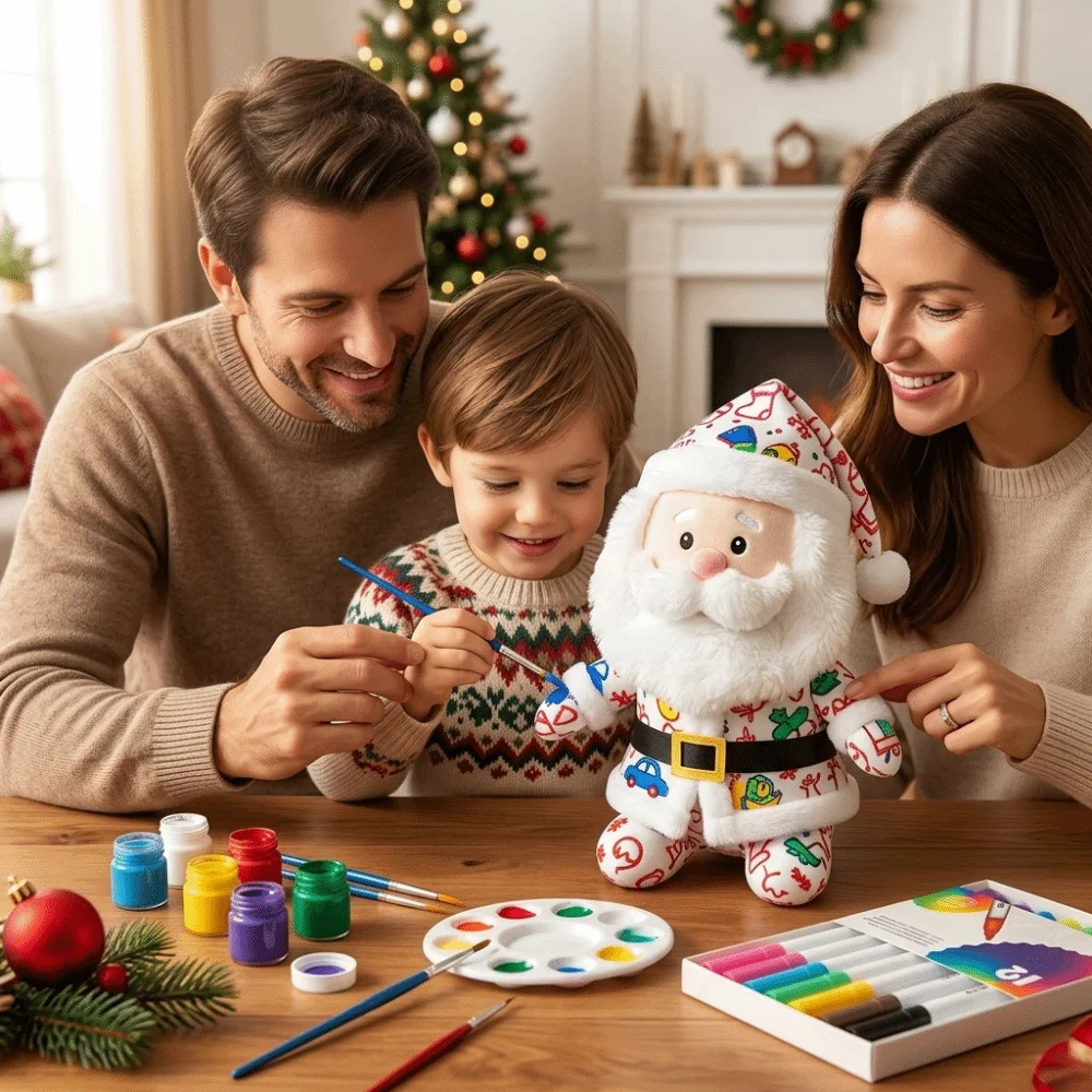 Paintable DIY Paintable Santa Claus Blanks Painting Accessories Santa Claus Kit Handmade Painted Hands-On Craft