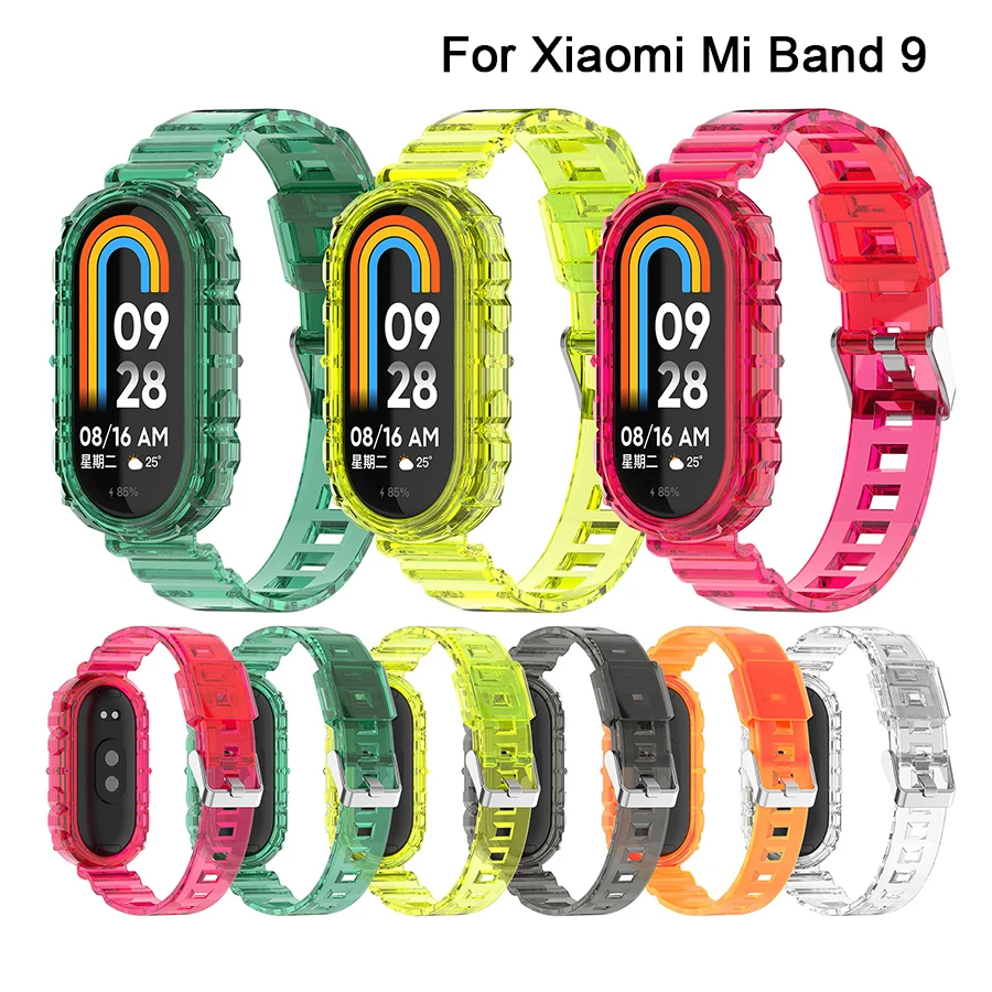 TPU Strap for Xiaomi Mi Band 9 Wristband Transparent Bracelet Replacement Strap Accessories for Xiaomi Miband 8