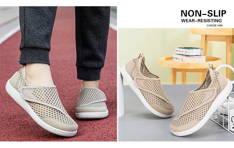 Neue Modische Herren-Sneaker Atmungsaktive Paar-Schuhe mit Breiter Zehenbox Barfußschuhe Bequeme Diabetiker-Schuhe Mesh Herren Freizeitschuhe zum Gehen – Detail 14