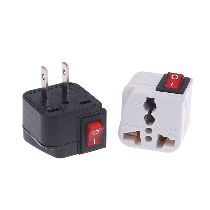 US 2 Pin Plug Adapter Converter AC100~250V 10A With Main On/Off Switch LED Indicator WSA-6 Electrical Plug Adapter