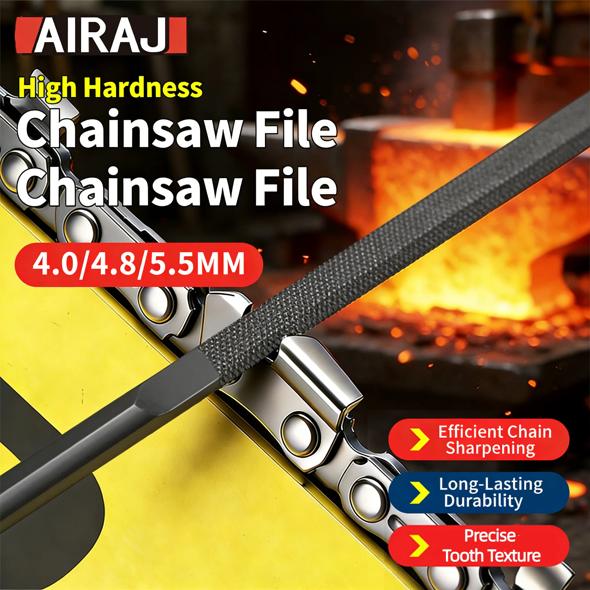 Round High Carbon Steel Sharpening Chainsaw File 4/4.8/5.5mm Durable Saw Chain File Sharpener for Woodwork Metal Burrs Tools
