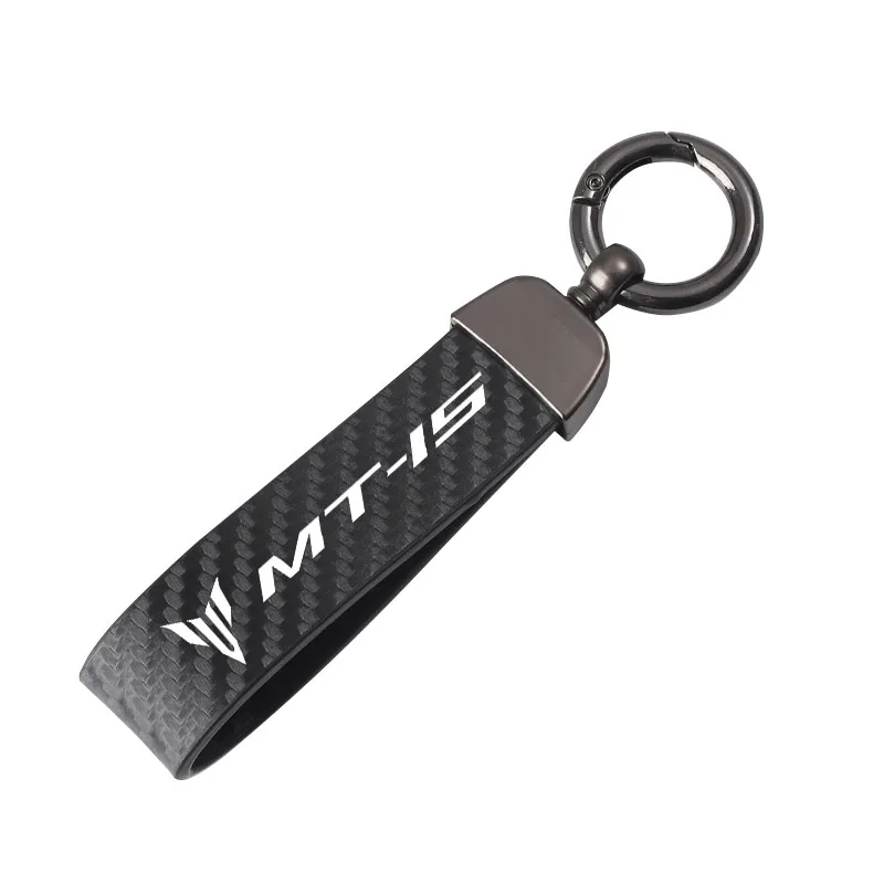 Carbon Fiber Textured Leather Keychain Ultra HD Printing For yamaha MT-15  Keychain Motorcycle Accessories