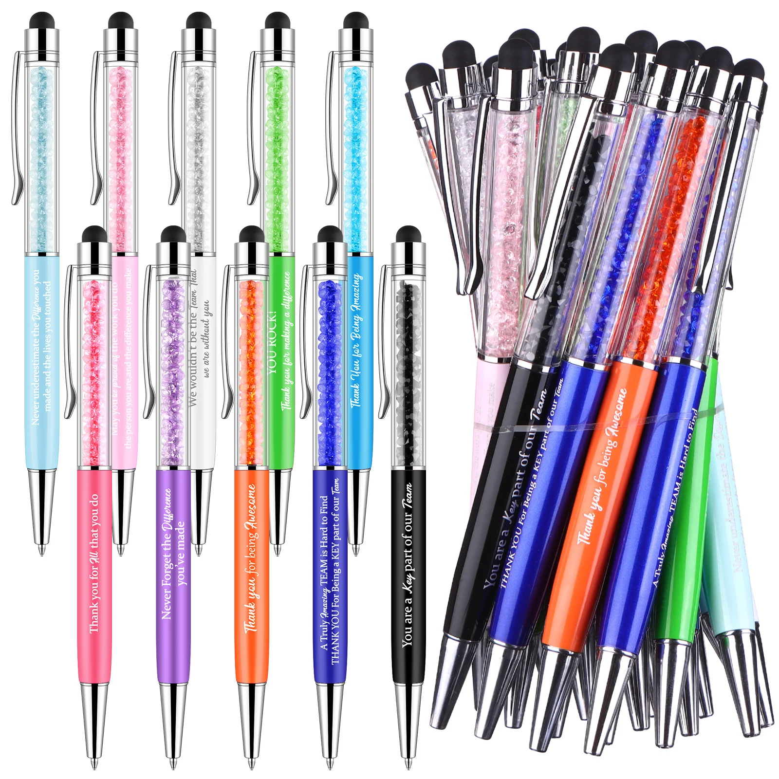 30 Pcs Thank You Pens Motivational Quotes Pens Inspirational Positive Pens Glitter Pretty Ballpoint Pens Diamond Pens With Stylu