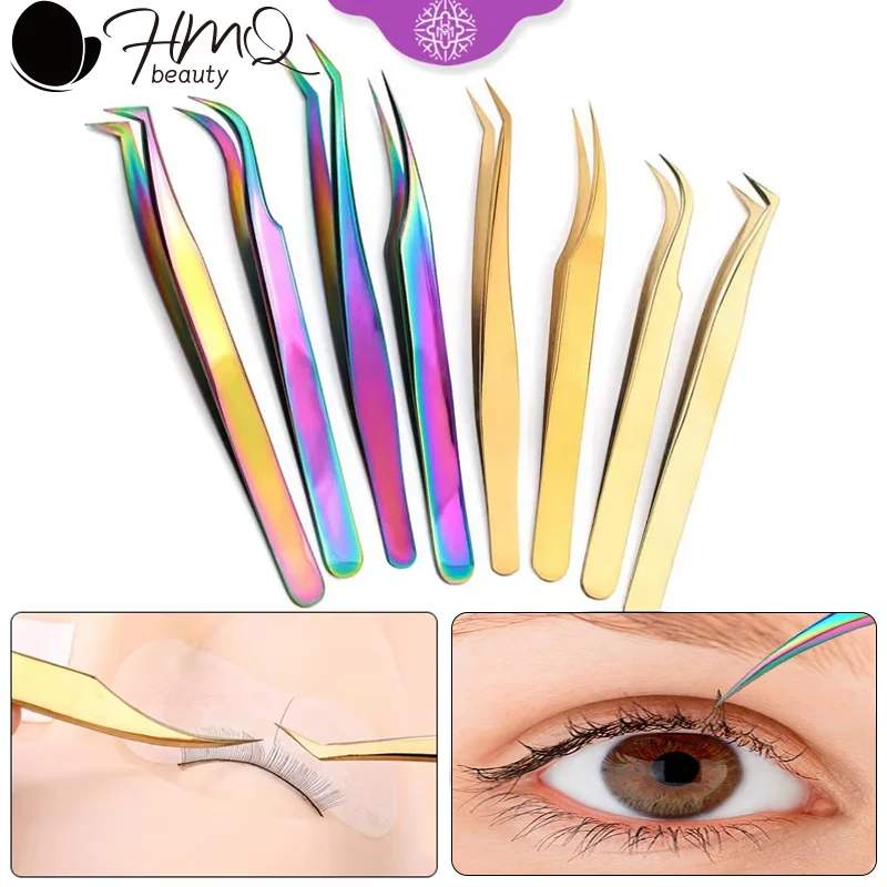 

Professional Makeup Eyelash Tweezers High Precision Stainless Steel Brush Lash Eyebrow Grooming Tweezer 3D Volume Extension Tool