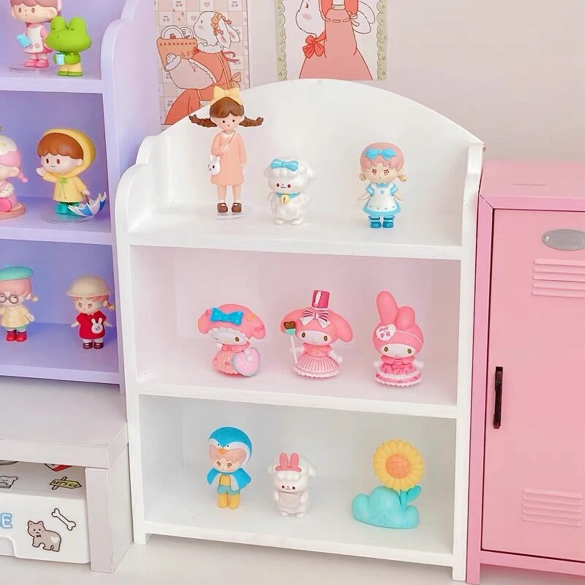 Cute Wooden Desktop Storage Rack for Girls, Pink Cabinet, Cosmetic Rack, Brush Organizer, Home, Bedroom Decoration, Cute Ornam