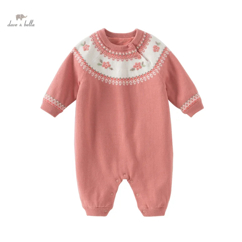 Dave Bella Baby Jumpsuit Newborn Creeper 2024 New Winter Casual Girl's Baby Cotton Romper Comfortable Cute Sweet DB4242678