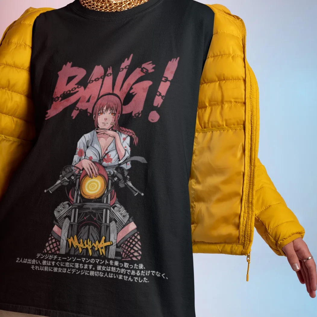 Мужская футболка с Бензопилой Makima Poshita Denji Anime манга Asa Power длинные или Короткие рукава