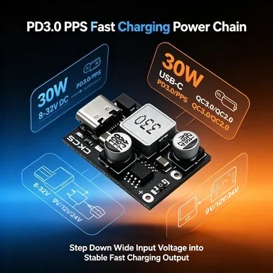 30W Type-C Fast Charging Step-Down Module, Support PD3.0/PPS/QC3.0, DC 8-32V Input for Car/DIY