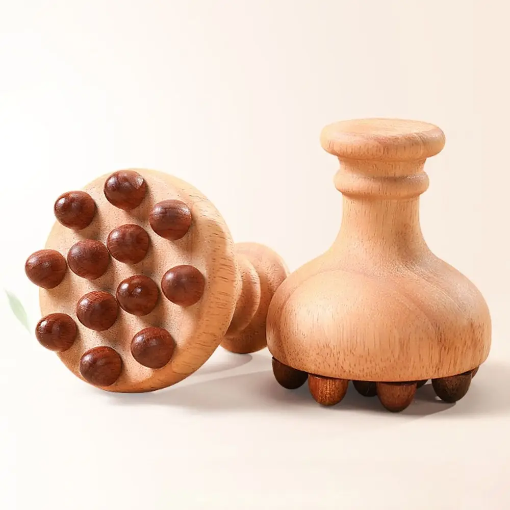 

12 Beads Wooden Mushroom Massager Anti Cellulite Slim Down Scalp Massage Brush Eliminate Local Fat Burrfree Gua Sha Brush