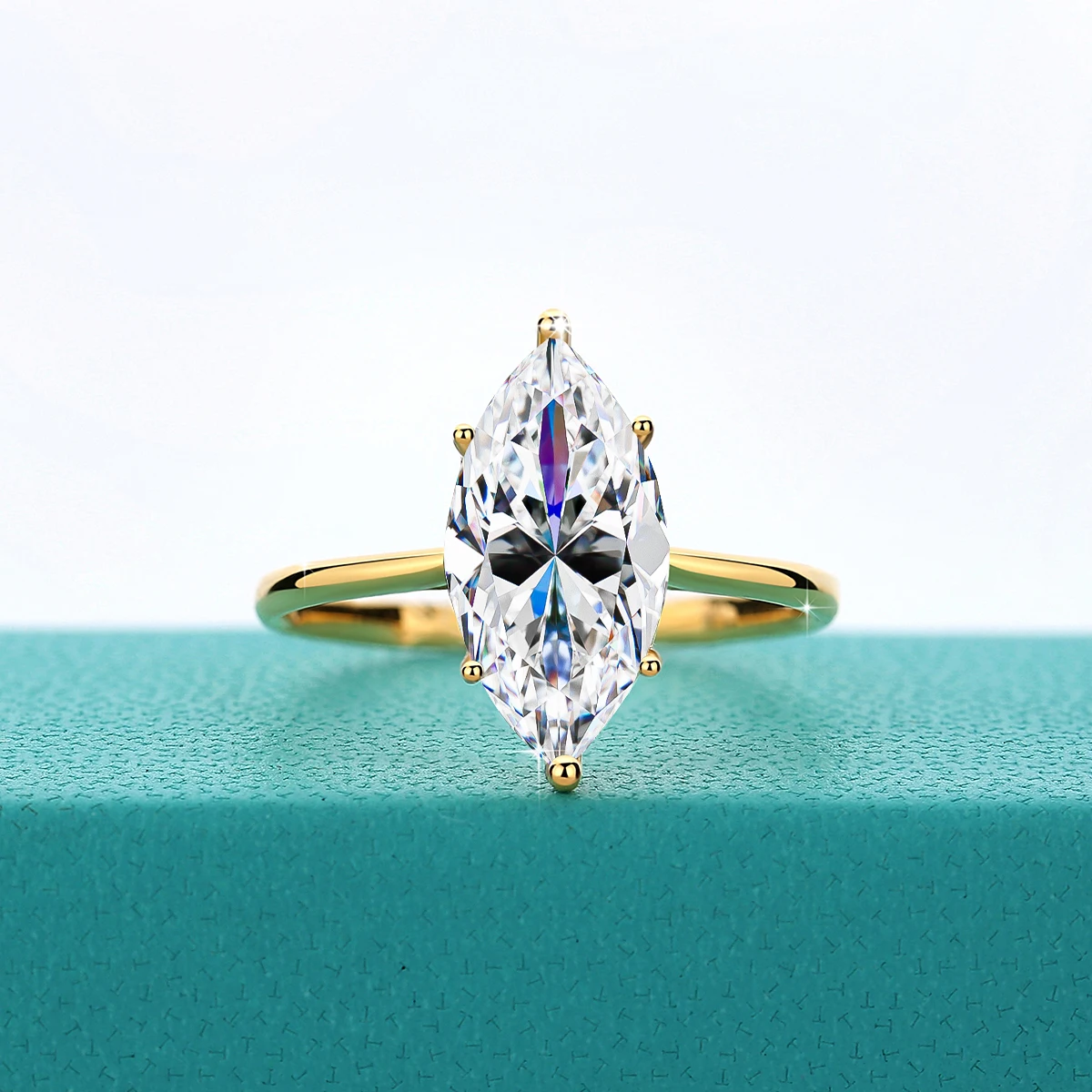 Marquise Cut Moissanite Ring 3ct 14k Gold 100% Real 7*14mm Stone Engagement Au585 K Gold Anniversary Jewelry With Certificate